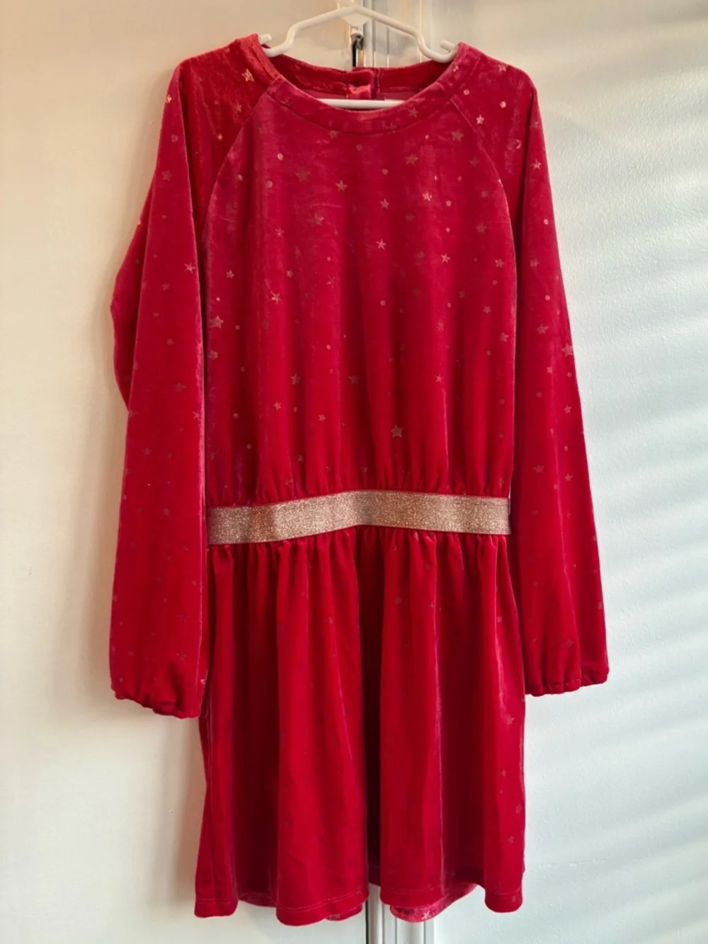 Hatley Girls Holiday Stars Crushed Velour Dress size 10